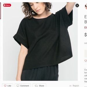 ELIZABETH SUZANN Georgia Tee in Raw Silk Broadcloth - Black OS